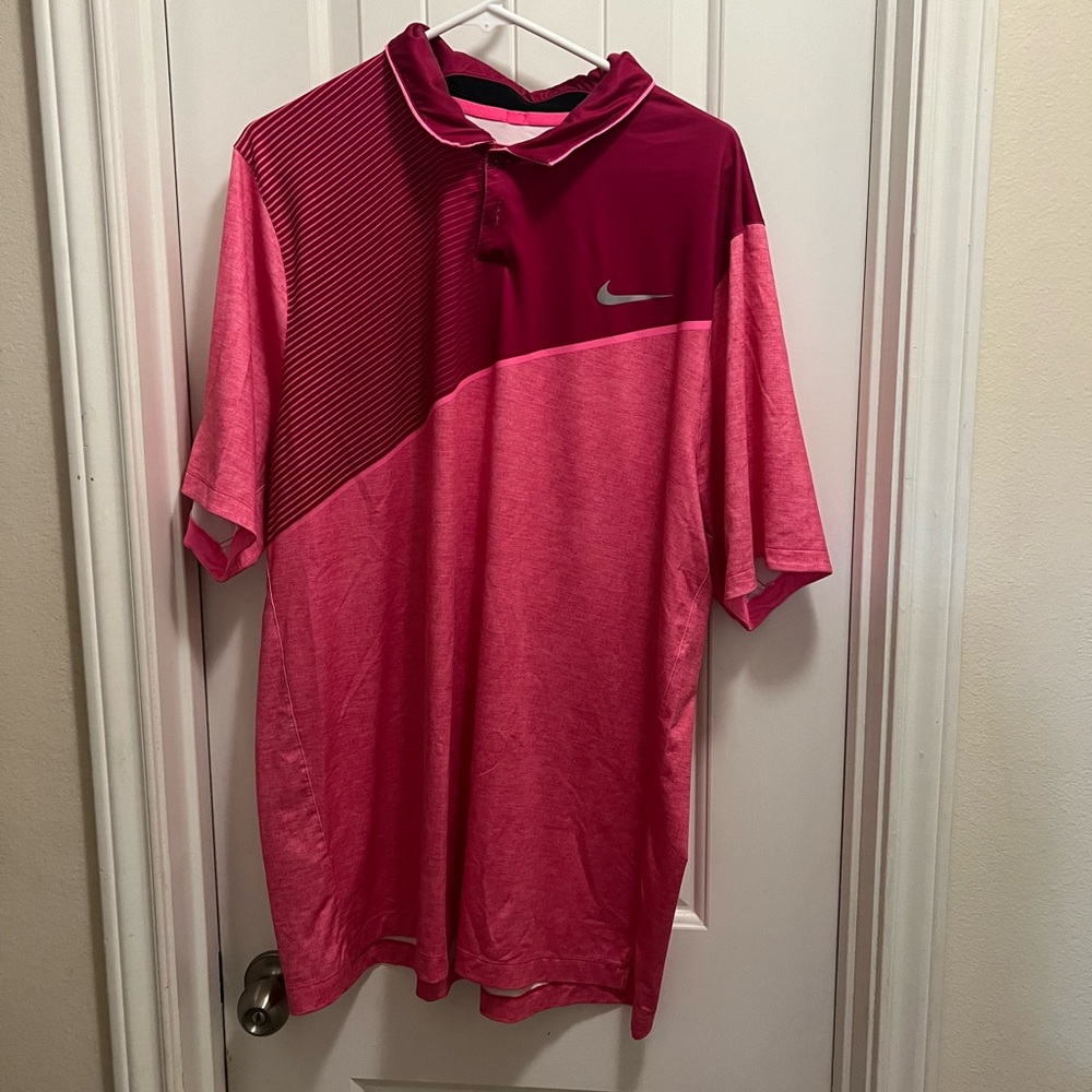 Nike Men’s Pink Colorblock Polo Shirt